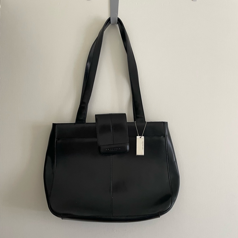 Kenneth Cole black leather purse tote bag